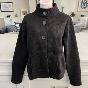 Sigrid Olsen Henny Jersey Reg Fit Hi Collar 3 Button Poly Blend Jacket Blk Sz S